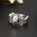 Winged Skull 925 Sterling Silver Adjustable Ring