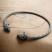 Wolf Torc Necklace Geri and Freki Wolves of Odin