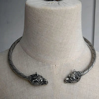 Wolf Torc Necklace Geri and Freki Wolves of Odin