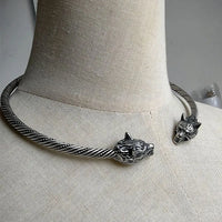 Wolf Torc Necklace Geri and Freki Wolves of Odin