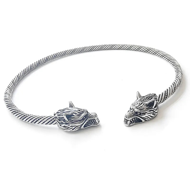 Wolf Torc Necklace Geri and Freki Wolves of Odin
