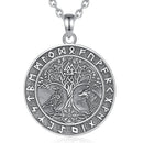 Wolf and Raven over Yggdrasil 925 Sterling Silver Necklace