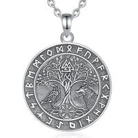 Collier Loup et Corbeau sur Yggdrasil en Argent Sterling 925