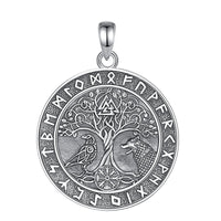 Collier Loup et Corbeau sur Yggdrasil en Argent Sterling 925