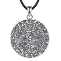 Collier Loup et Corbeau sur Yggdrasil en Argent Sterling 925