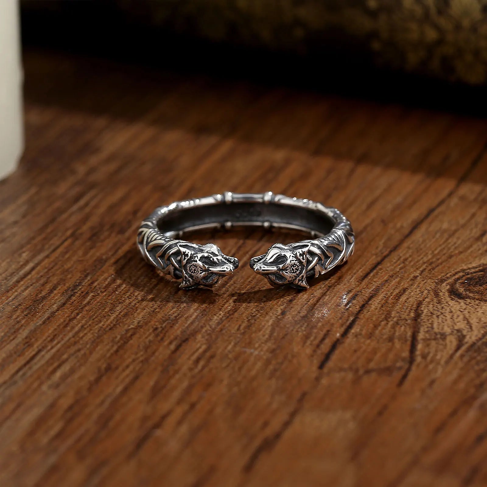 Wolves of Odin 925 Sterling Silver Adjustable Ring