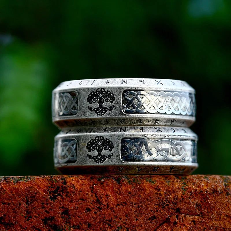 Yggdrasil The Tree of Life Stainless Steel Rune Ring