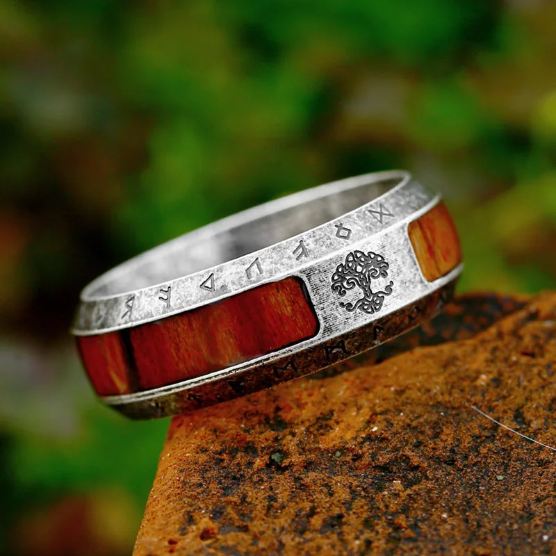 Yggdrasil The Tree of Life Stainless Steel Rune Ring