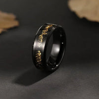 Yggdrasil in Autumn 8mm Tungsten Carbide Ring with Gold Foil