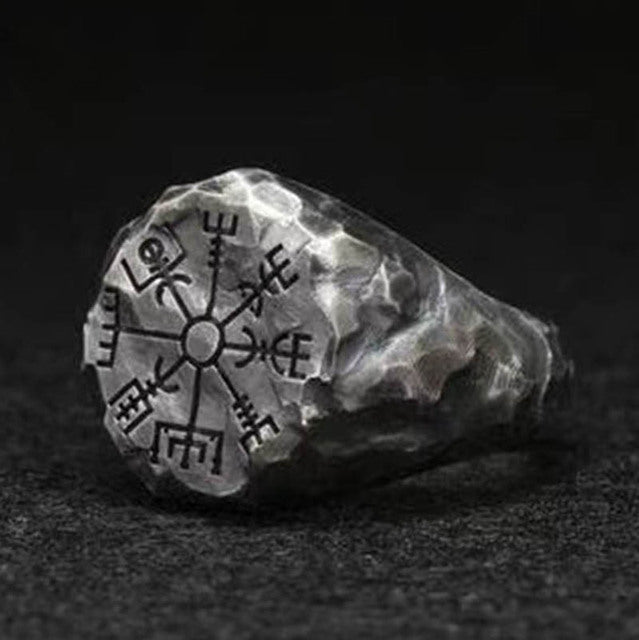 Vegvisir the Viking Compass Hammered Stainless Steel Ring