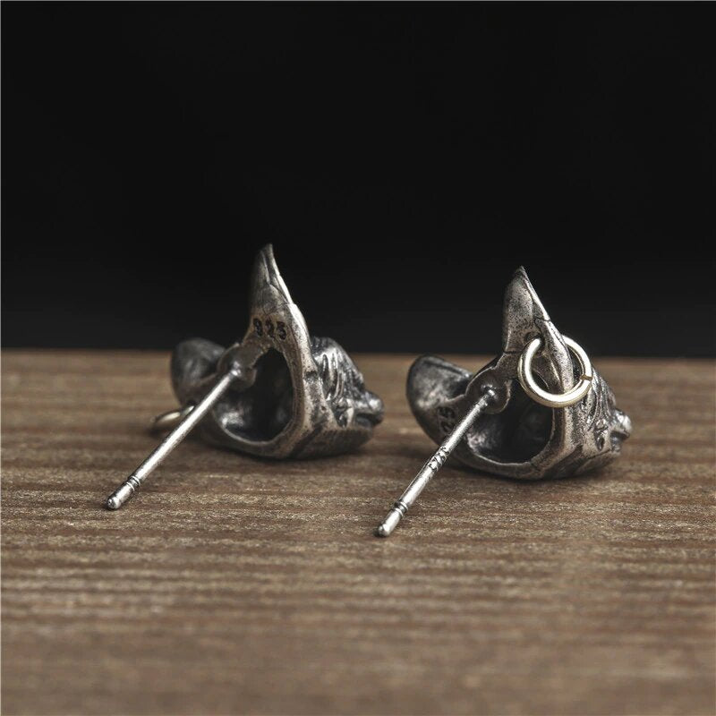 Freyja Sphynx Cat Silver Plated Stud Earrings