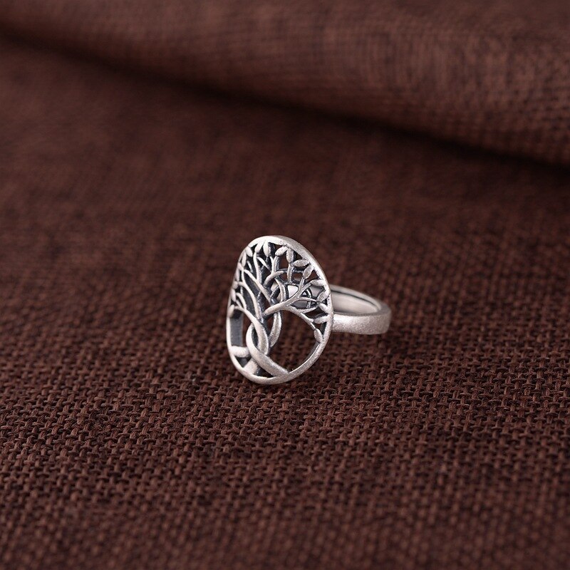 Yggdrasil The Tree of Life 925 Sterling Silver Adjustable Ring and Earrings