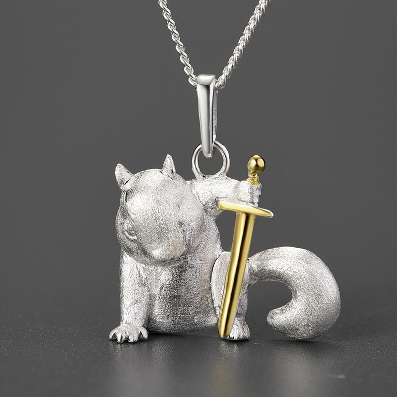 Ratatoskr the Squirrel in Yggdrasil 925 Sterling Silver Necklace