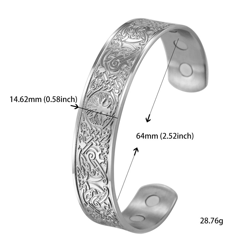 Yggdrasil, the Tree of Life with Norse Knots, Bracelet in 316L Stainless Steel