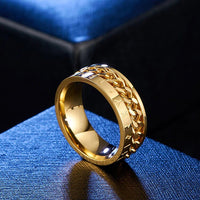Viking Rune Ring with Rotatable Chain 316L Stainless Steel