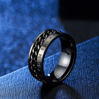 Viking Rune Ring with Rotatable Chain 316L Stainless Steel