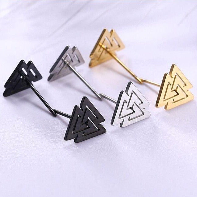 Triskele and Valknut Surgical Steel Stud Earrings