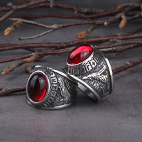 Howling Wolves Rune Ring in Stainless Steel