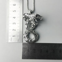 Midgard Serpent Jörmungandr 925 Silver Necklace with Black Zircon Stones