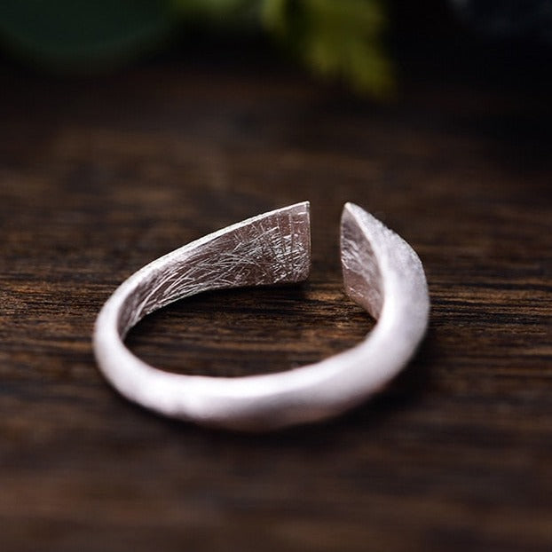 Traditional Norse Open Ring in Texturized 925 Sterling Silver Adjustable Ring