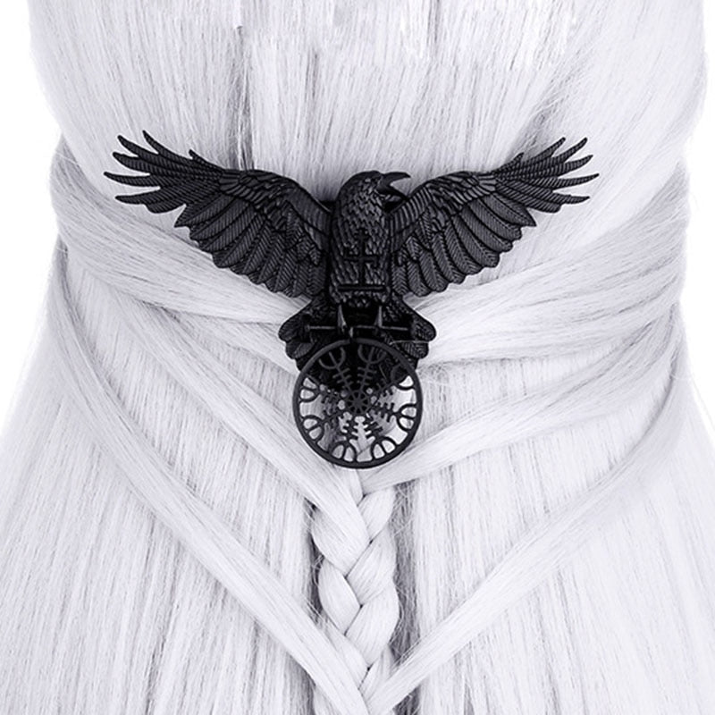 Raven of Odin brings Aegishjalmur Necklace or Hair Clasp
