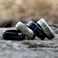 Norse Runes Stainless Steel 8mm Ring