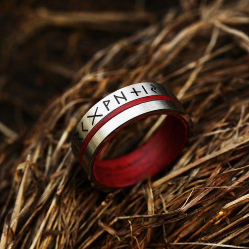 The Red Runes Stainless Steel 8mm Ring