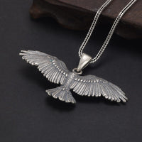 Flying Raven of Odin 925 Sterling Silver Necklace