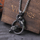 Hugin and Munin in a Circle Stainless Steel Necklace