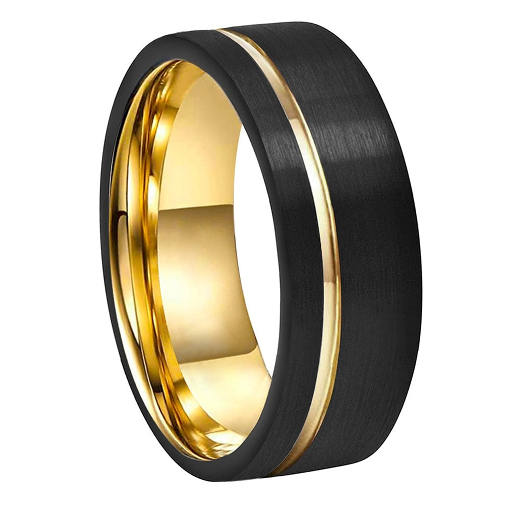 Frigg's Wedding Band Wigh Golden Inlay - 8mm Tungsten Carbide Ring