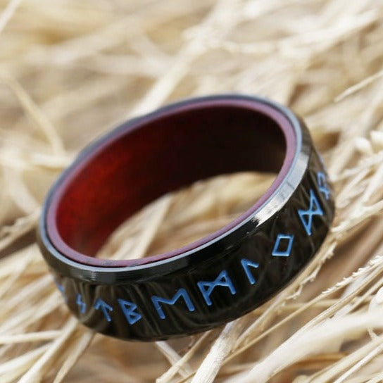 Norse Runes Stainless Steel 8mm Ring