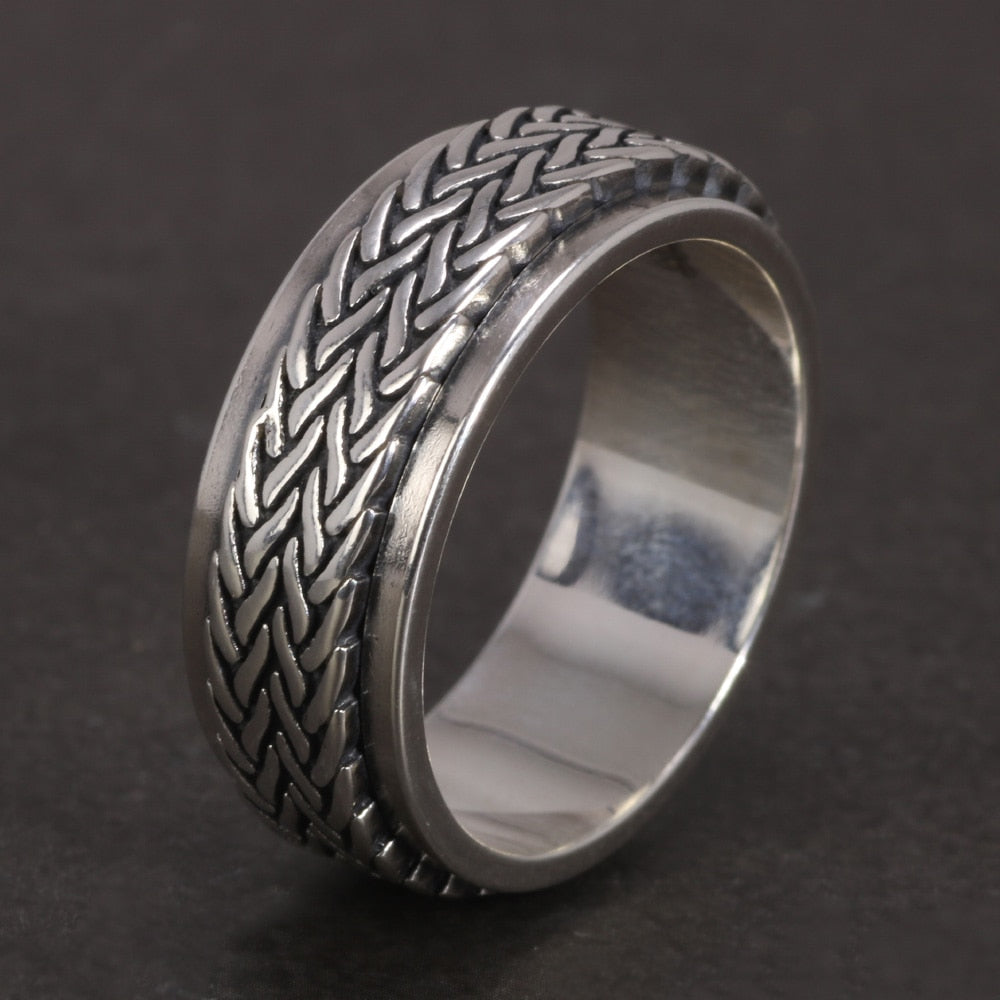 Wyrd of Frigg Rotatable 925 Silver Ring and Wedding Band