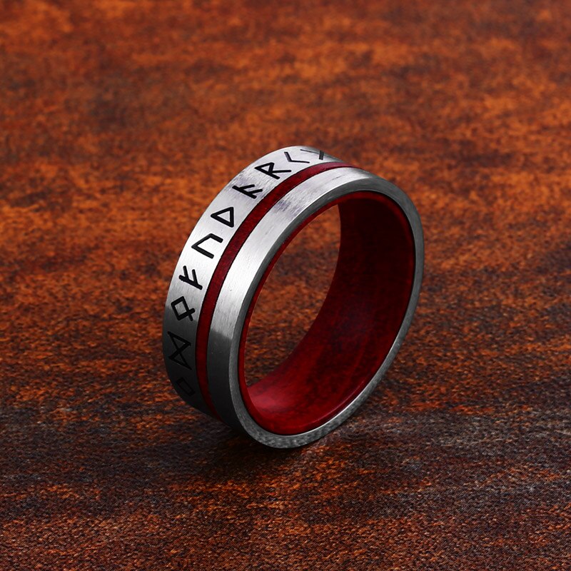 The Red Runes Stainless Steel 8mm Ring