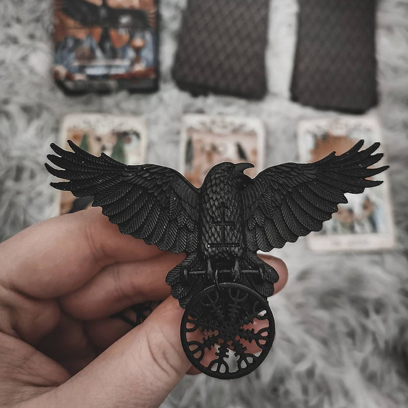 Raven of Odin brings Aegishjalmur Necklace or Hair Clasp