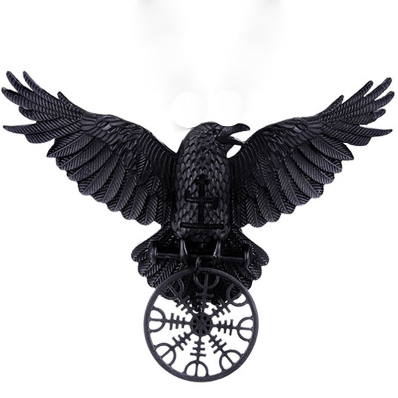 Raven of Odin brings Aegishjalmur Necklace or Hair Clasp