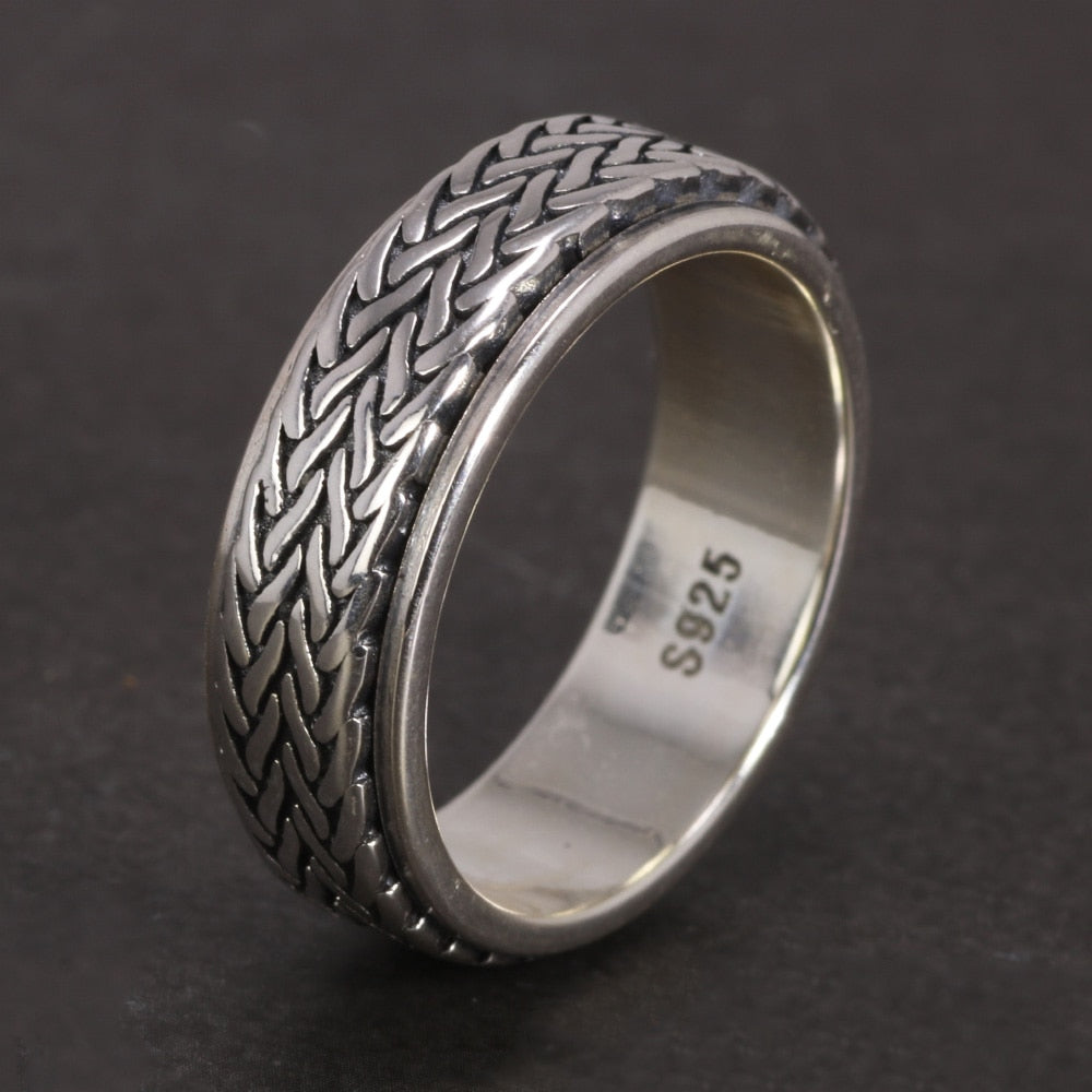 Wyrd of Frigg Rotatable 925 Silver Ring and Wedding Band