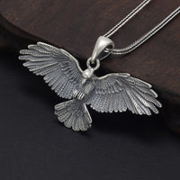 Flying Raven of Odin 925 Sterling Silver Necklace
