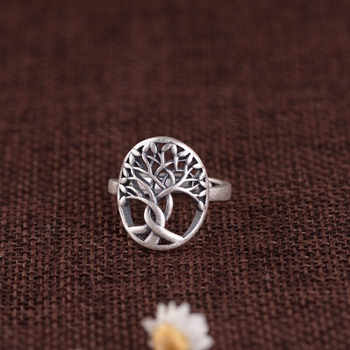 Yggdrasil The Tree of Life 925 Sterling Silver Adjustable Ring and Earrings