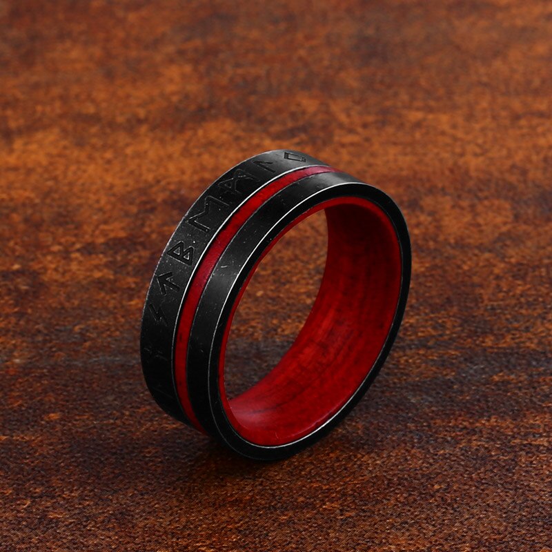 The Red Runes Stainless Steel 8mm Ring