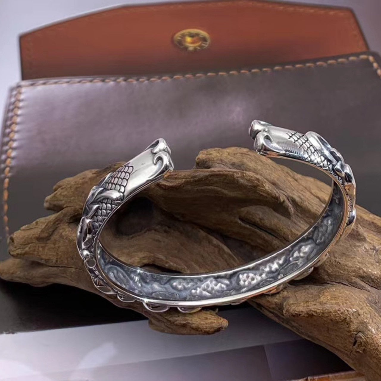 Hidden Dragon Nidhogg Under Yggdrasil 925 Silver Bracelet