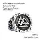https://thewarriorlodge.com/products/valknut-in-952-sterling-silver-hammered-adjustable-ring