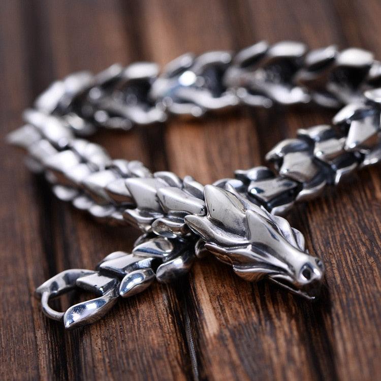 Jormungandr Handmade 925 Sterling Silver Bracelet - TheWarriorLodge