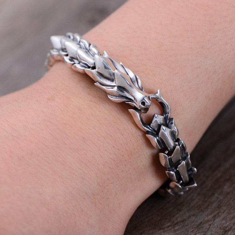 Jormungandr Handmade 925 Sterling Silver Bracelet - TheWarriorLodge