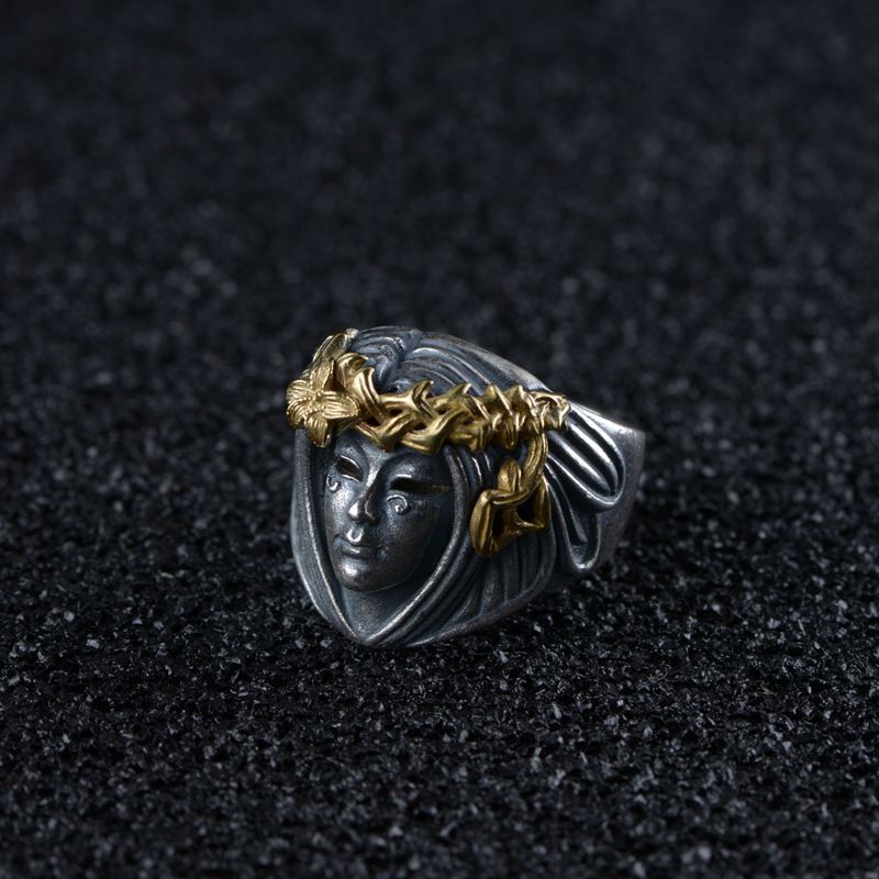 The Face of Freyja 925 Sterling Silver Adjustable Ring