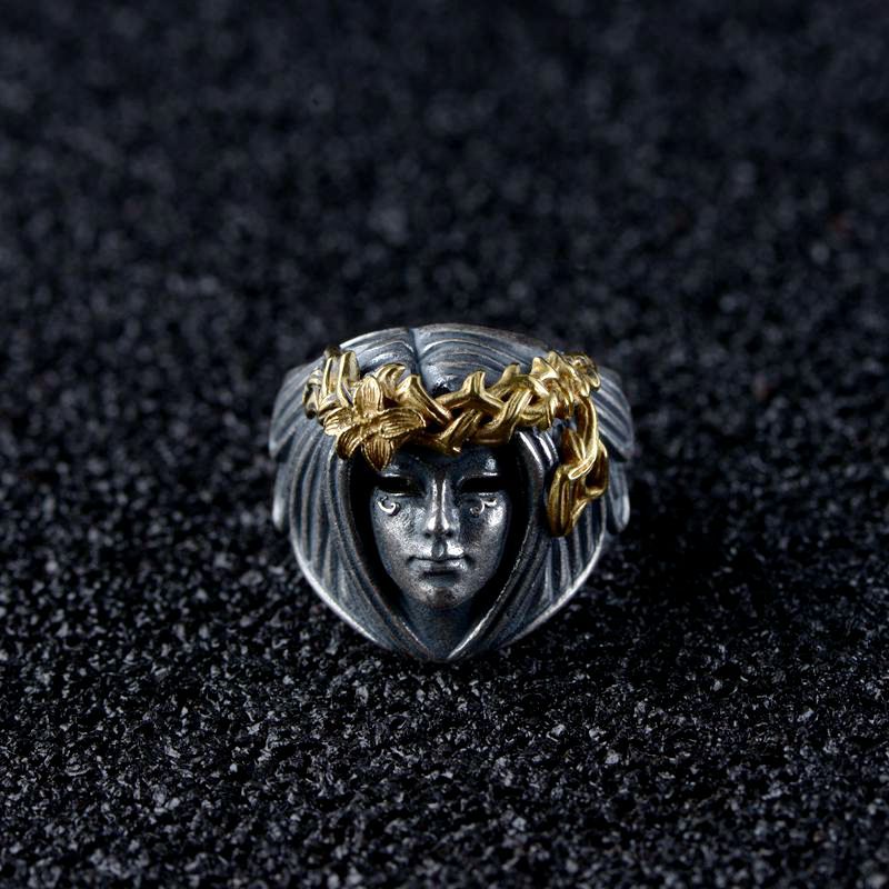 The Face of Freyja 925 Sterling Silver Adjustable Ring