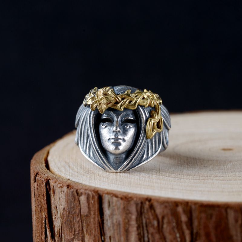 The Face of Freyja 925 Sterling Silver Adjustable Ring