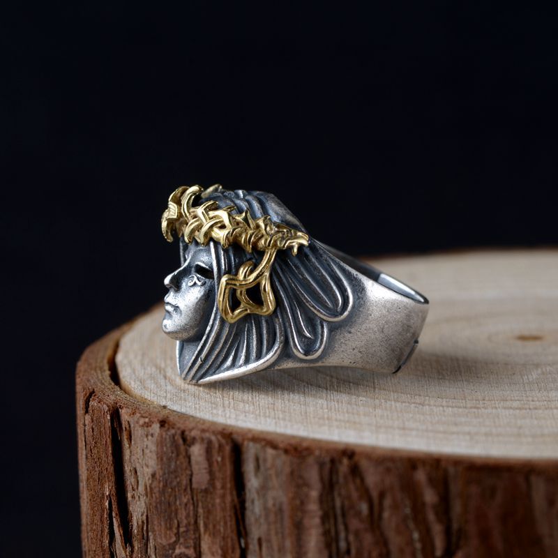 The Face of Freyja 925 Sterling Silver Adjustable Ring