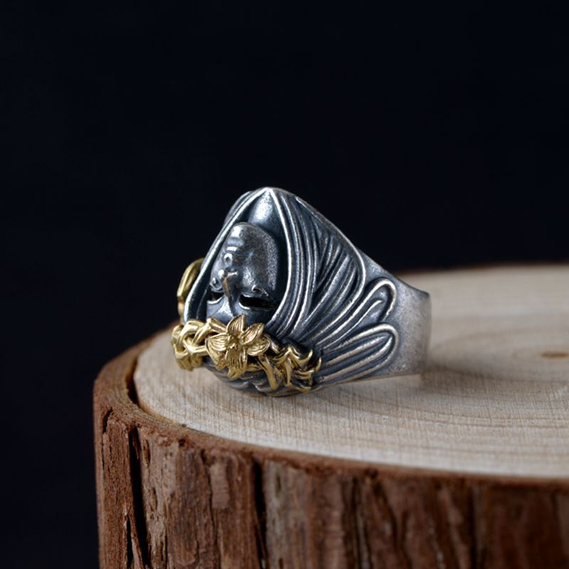 The Face of Freyja 925 Sterling Silver Adjustable Ring