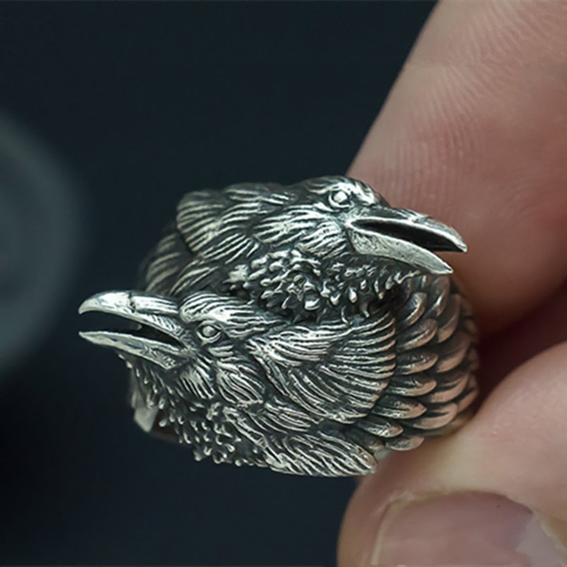 Hugin and Munin - Odin Ravens Ring