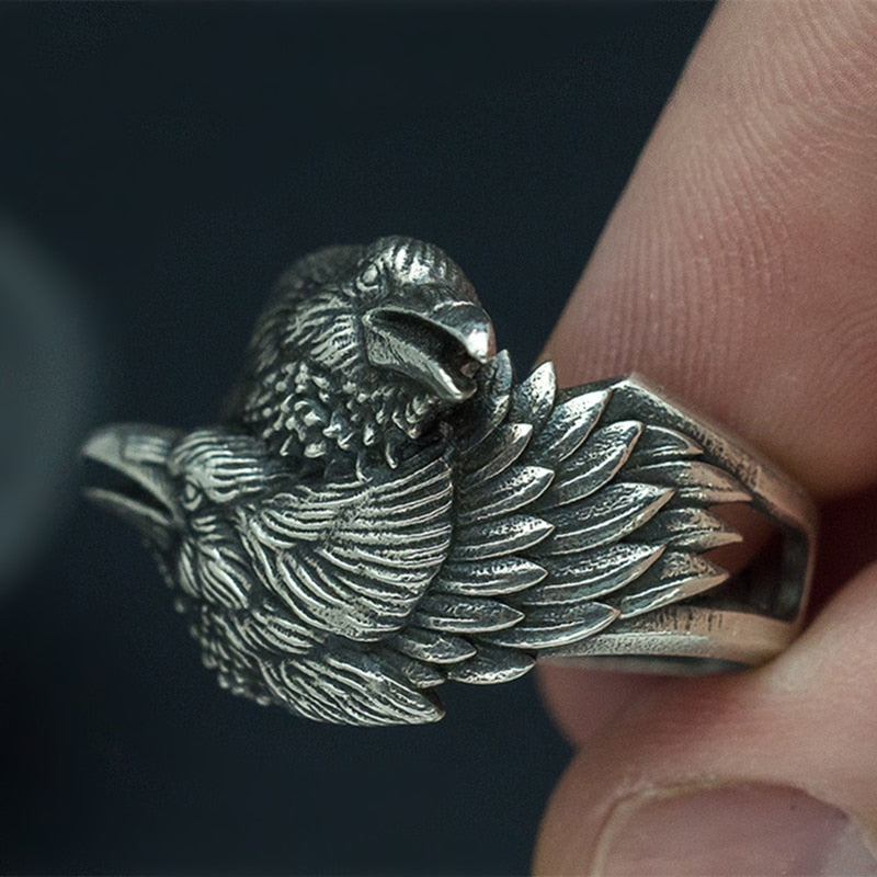 Hugin and Munin - Odin Ravens Ring